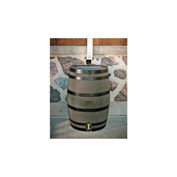 Rts Companies RTS Companies 5510-000600-5681 Flatback Rain Barrel 50USG - Woodgrain With Brass Spigot 5510-000600-56-81
